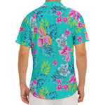 Teal Aloha Tropical Pattern Print Men's Deep V-Neck Shirt