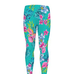 Teal Aloha Tropical Pattern Print Men's leggings