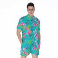 Teal Aloha Tropical Pattern Print Men's Romper