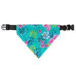 Teal Aloha Tropical Pattern Print Over The Collar Dog Bandana