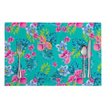 Teal Aloha Tropical Pattern Print Placemat