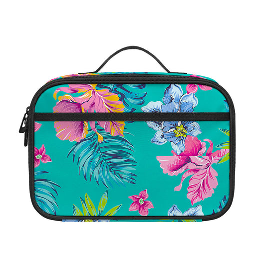 Teal Aloha Tropical Pattern Print Portable Lunch Bag