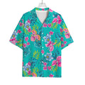 Teal Aloha Tropical Pattern Print Rayon Hawaiian Shirt