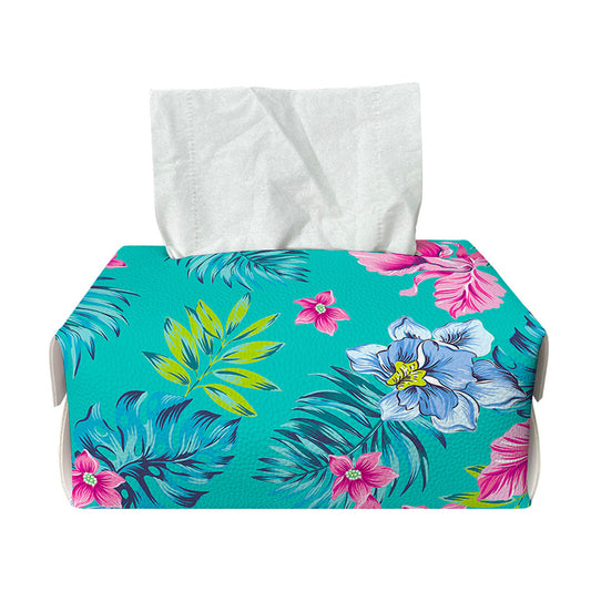 Teal Aloha Tropical Pattern Print Rectangle Tissue Box Cover