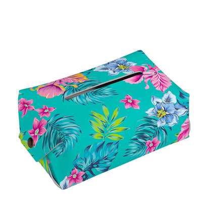 Teal Aloha Tropical Pattern Print Rectangle Tissue Box Cover