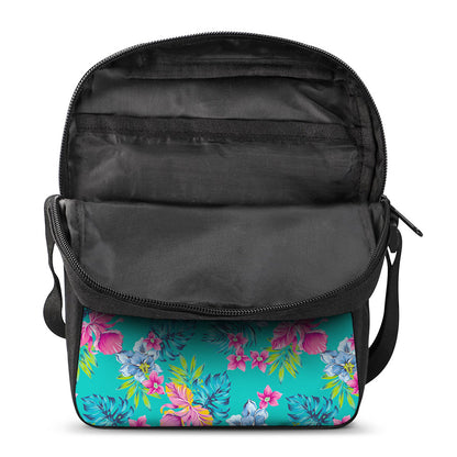 Teal Aloha Tropical Pattern Print Rectangular Crossbody Bag