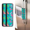 Teal Aloha Tropical Pattern Print Refrigerator Handle Covers