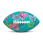 Teal Aloha Tropical Pattern Print Rugby Ball
