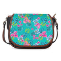 Teal Aloha Tropical Pattern Print Saddle Bag