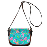 Teal Aloha Tropical Pattern Print Saddle Bag