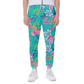 Teal Aloha Tropical Pattern Print Joggers