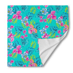 Teal Aloha Tropical Pattern Print Silk Bandana