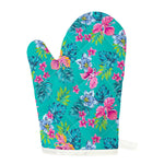 Teal Aloha Tropical Pattern Print Single Oven Mitt