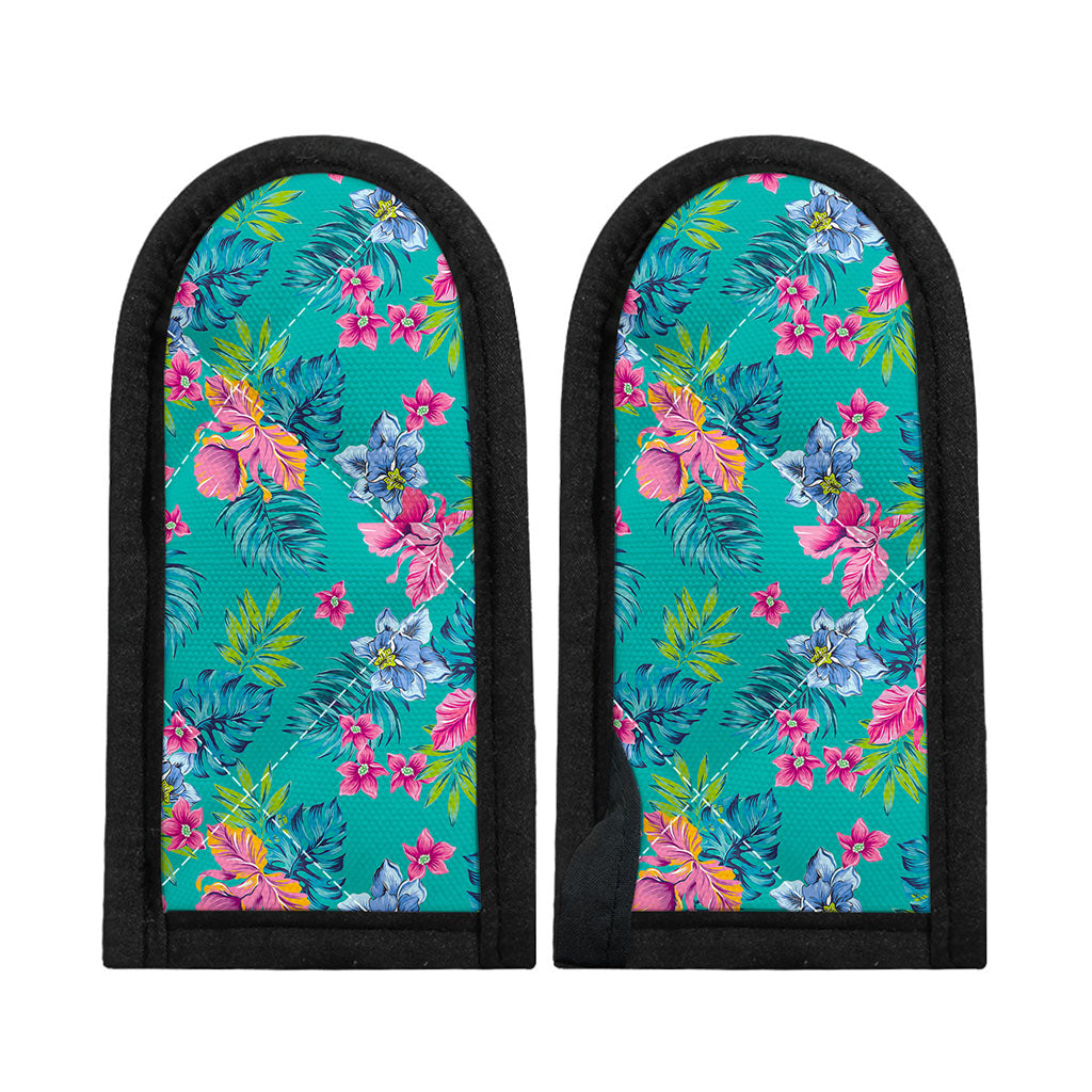 Teal Aloha Tropical Pattern Print Skillet Handle Cover