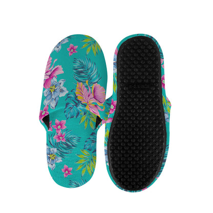 Teal Aloha Tropical Pattern Print Slippers