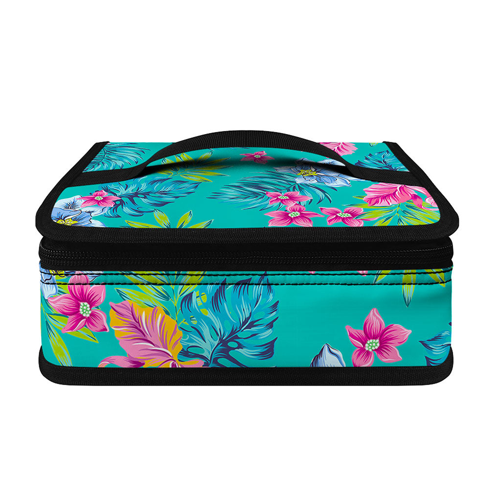 Teal Aloha Tropical Pattern Print Small Lunch Bag