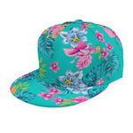 Teal Aloha Tropical Pattern Print Snapback Cap