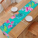 Teal Aloha Tropical Pattern Print Table Runner