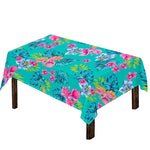 Teal Aloha Tropical Pattern Print Tablecloth