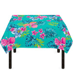 Teal Aloha Tropical Pattern Print Tablecloth