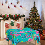Teal Aloha Tropical Pattern Print Tablecloth
