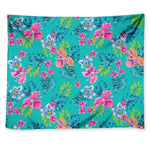 Teal Aloha Tropical Pattern Print Tapestry