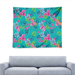 Teal Aloha Tropical Pattern Print Tapestry