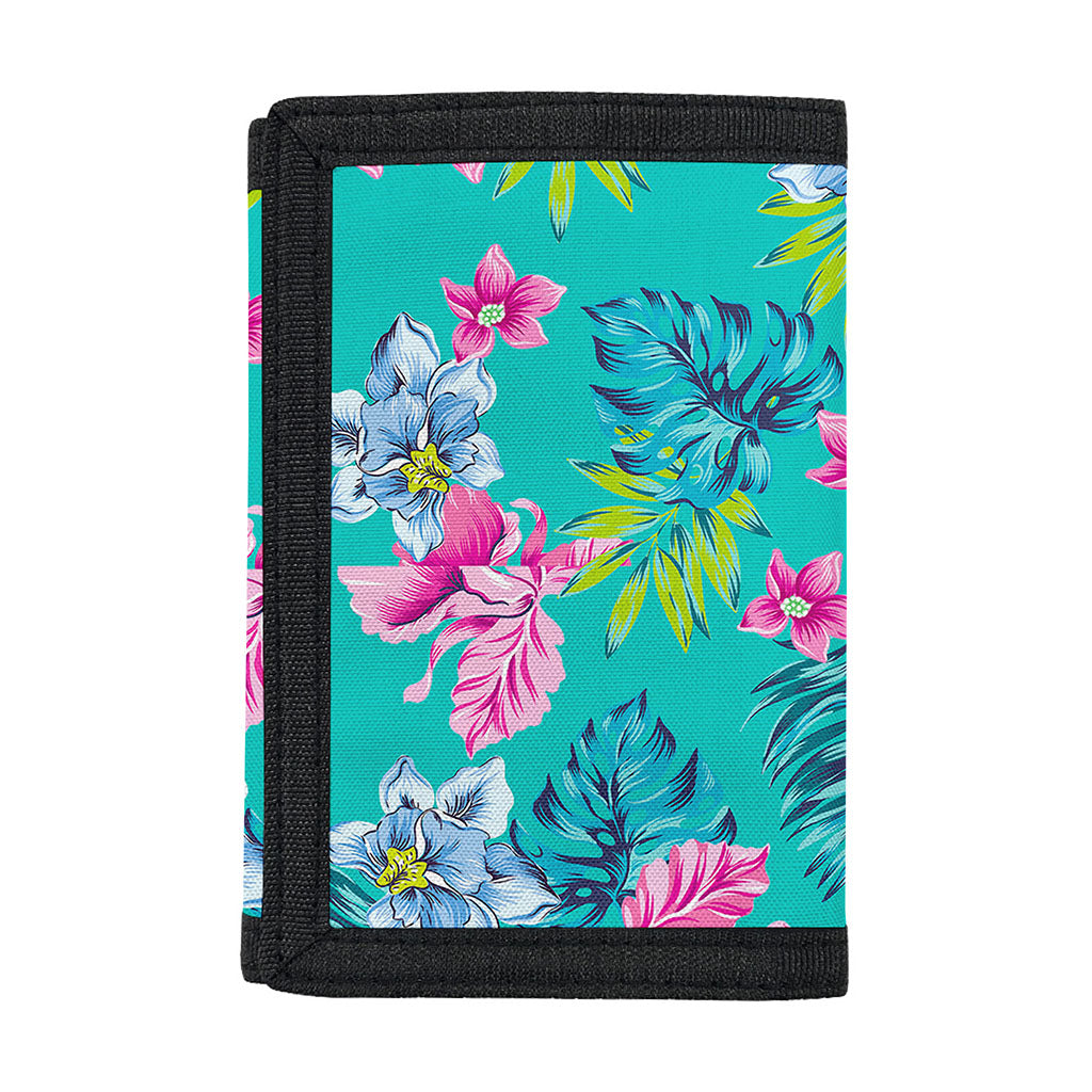 Teal Aloha Tropical Pattern Print Trifold Wallet