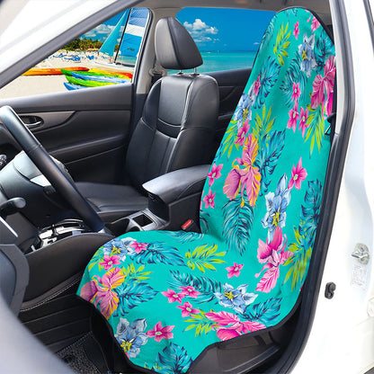 Teal Aloha Tropical Pattern Print Waterproof Car Seat Cover