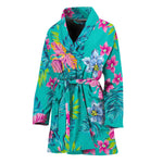 Teal Aloha Tropical Pattern Print Women's Bathrobe