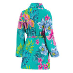 Teal Aloha Tropical Pattern Print Women's Bathrobe