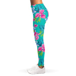 Teal Aloha Tropical Pattern Print Women's Leggings