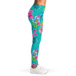 Teal Aloha Tropical Pattern Print Women's Leggings