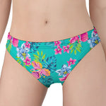 Teal Aloha Tropical Pattern Print Women's Panties