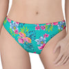 Teal Aloha Tropical Pattern Print Women's Thong