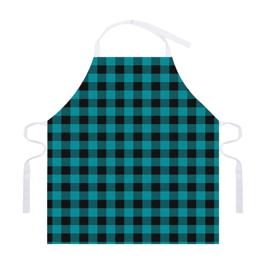 Teal And Black Buffalo Check Print Adjustable Apron