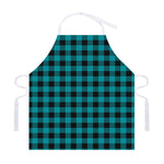 Teal And Black Buffalo Check Print Adjustable Apron