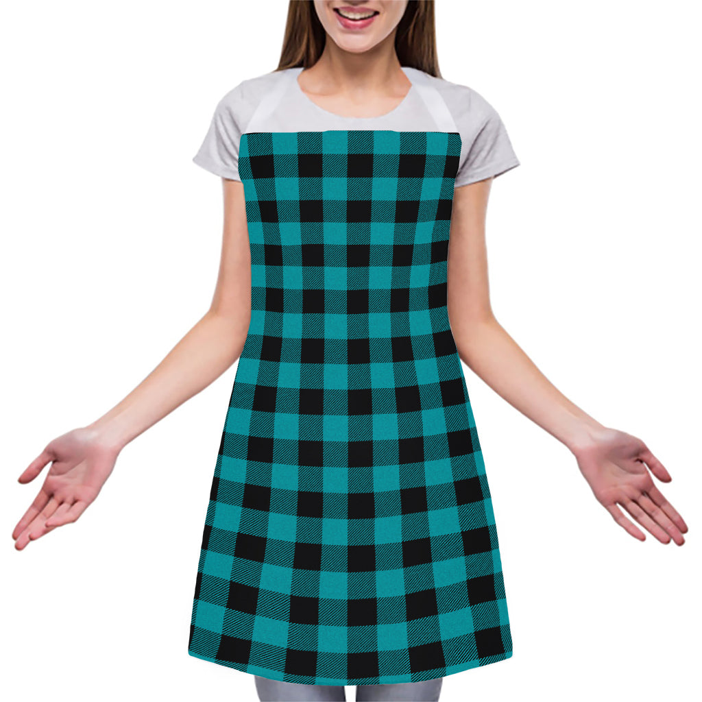Teal And Black Buffalo Check Print Adjustable Apron