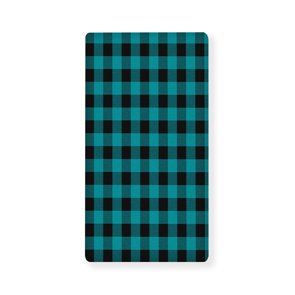 Teal And Black Buffalo Check Print Baby Crib Sheet