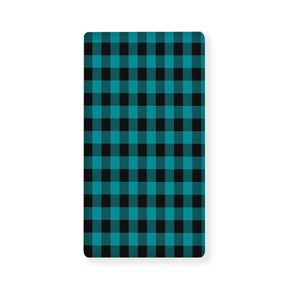 Teal And Black Buffalo Check Print Baby Crib Sheet