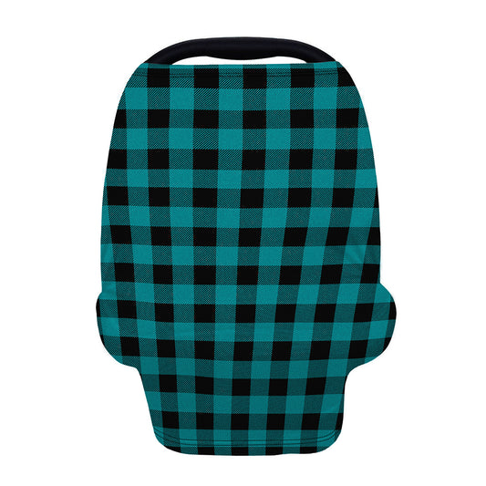 Teal And Black Buffalo Check Print Baby Seat Cover