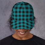 Teal And Black Buffalo Check Print Baseball Cap
