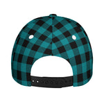 Teal And Black Buffalo Check Print Baseball Cap