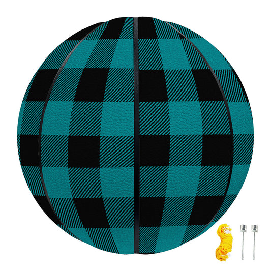 Teal And Black Buffalo Check Print Basketball