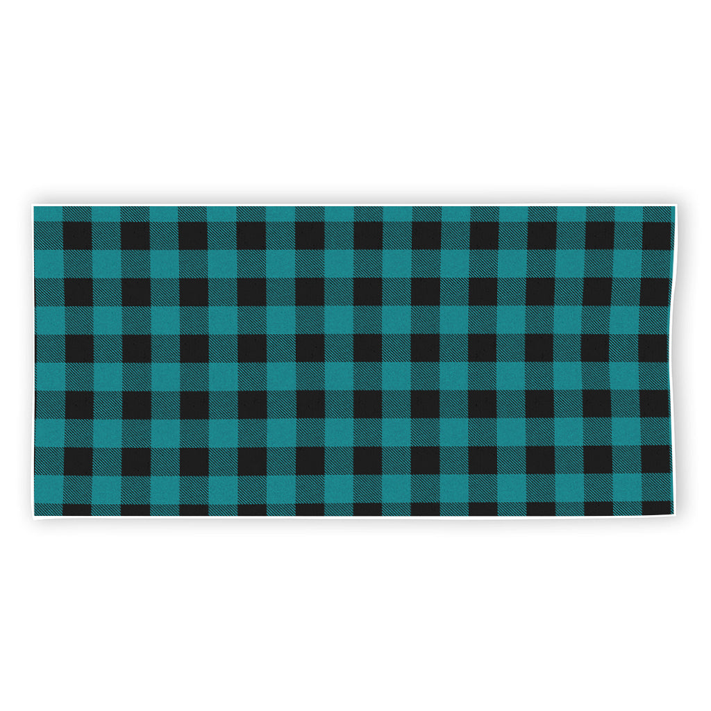 Teal And Black Buffalo Check Print Beach Towel