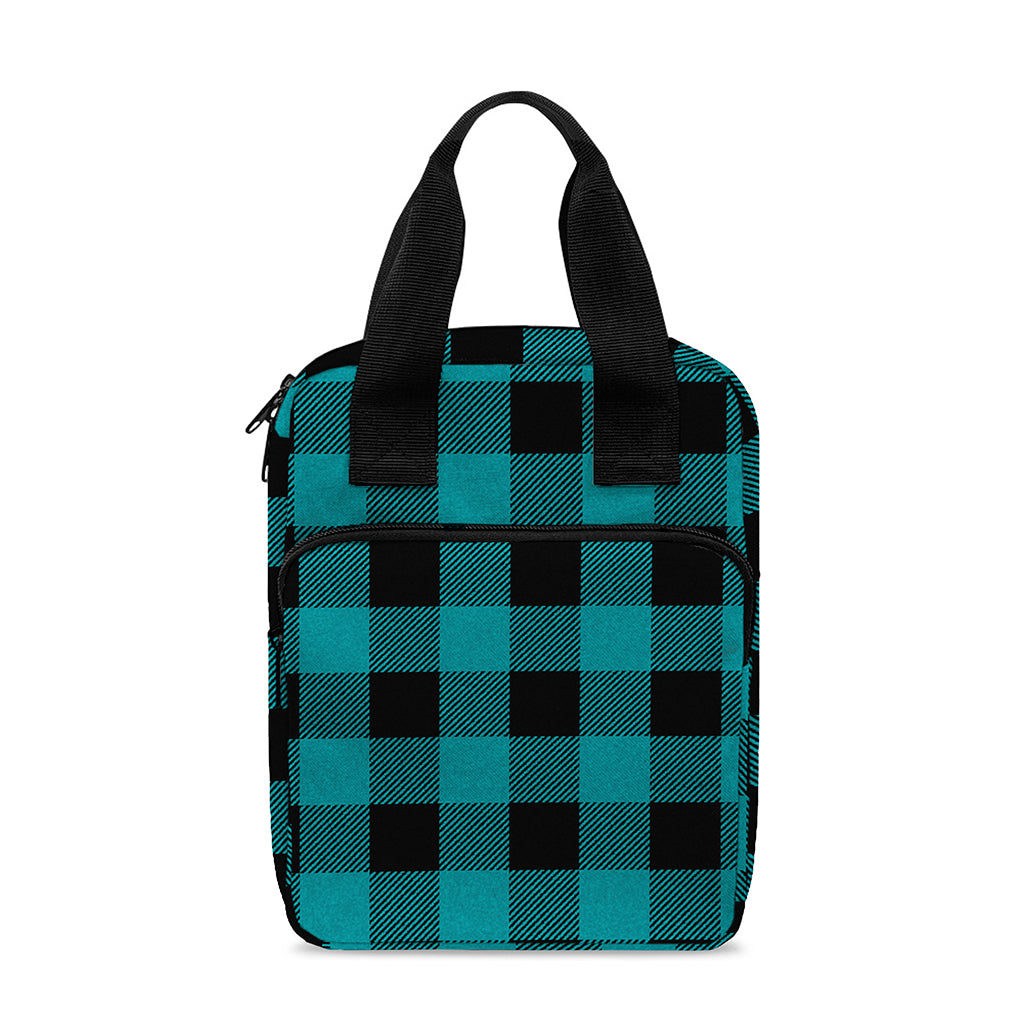 Teal And Black Buffalo Check Print Bible Tote Bag