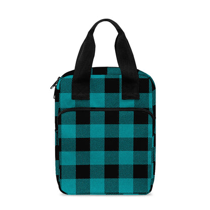 Teal And Black Buffalo Check Print Bible Tote Bag