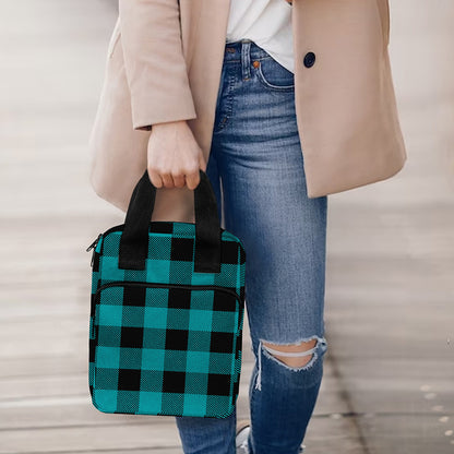 Teal And Black Buffalo Check Print Bible Tote Bag