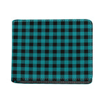 Teal And Black Buffalo Check Print Bifold Wallet