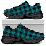 Teal And Black Buffalo Check Print Black Chunky Shoes